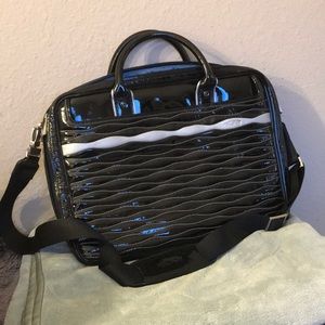 TUMI black patent leather laptop bag, like new!